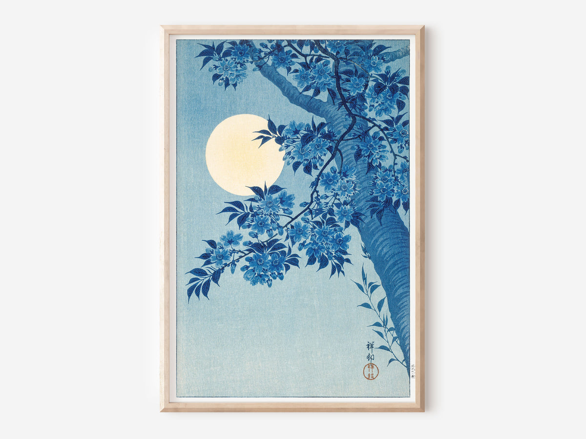 Vintage Japanese Art Print by Ohara Koson, Vintage Art Reproduction, Blossoming Cherry on a Moonlit Night, Art Lover Gift, Moving in Gift