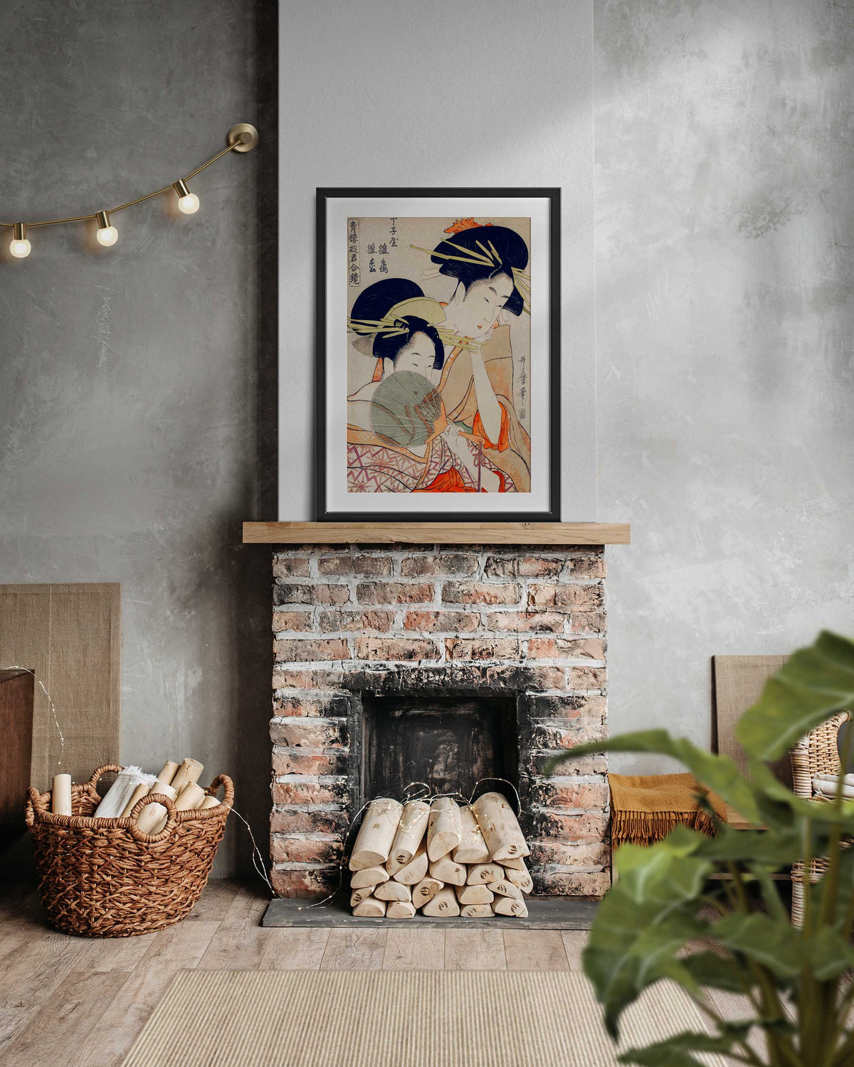 Japanese Geisha Print, Chojiya Hinazuru Hinamatsu by Utamaro Kitagawa, Traditional Woodblock Art Reproduction, Ukiyo-e Style Wall Art