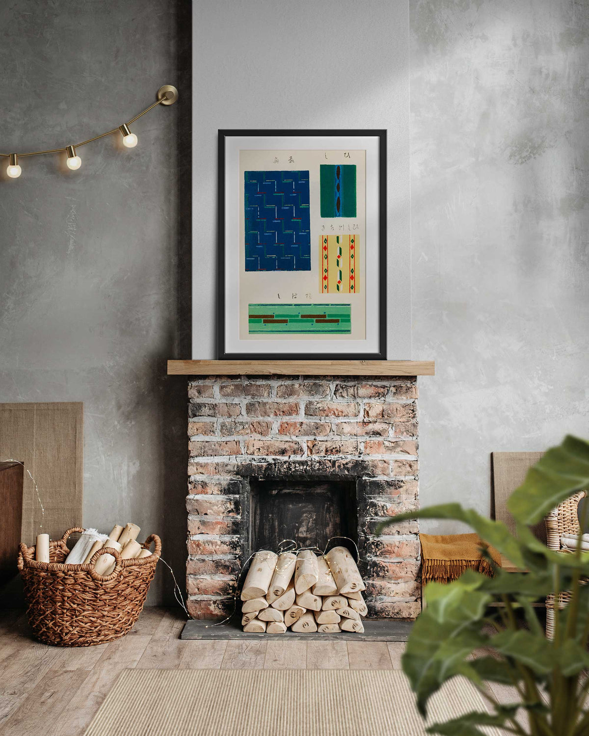 Japanese Art Print of Vintage Fabric Patterns by Furuya Korin, Antique Asian Art Reproduction, Minimalist Rectangle Shapes Wall Art