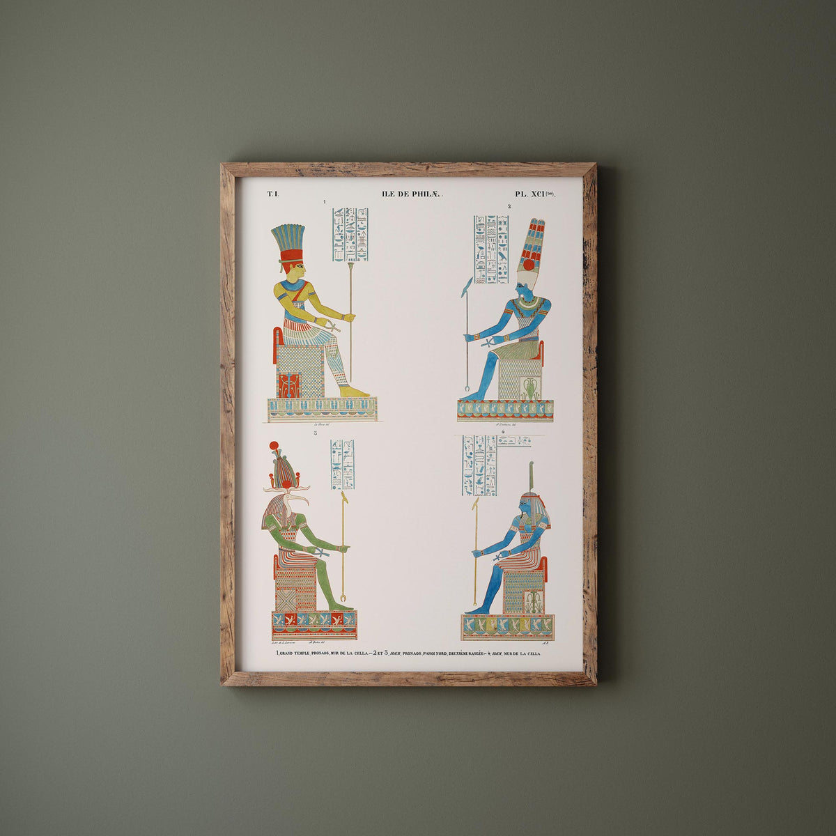 Ancient Egyptian Art Print by Jean François Champollion, Egypt Pharaoh Art Reproduction, Antique Hieroglyph Wall Art, Historical Wall Decor