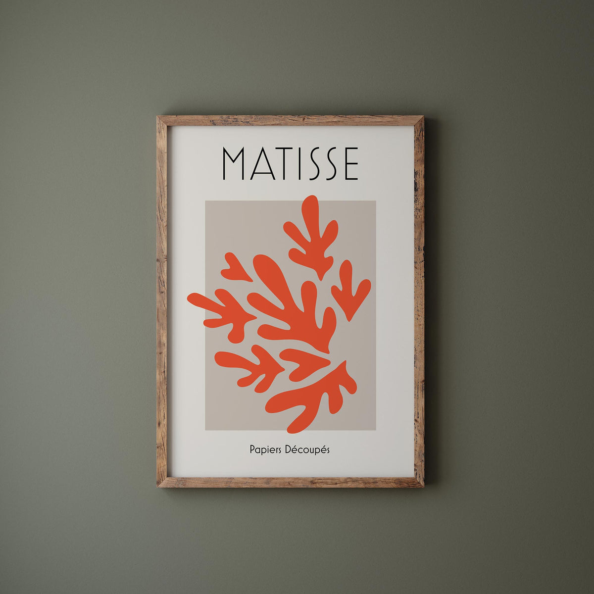 Henri Matisse Art Print, Red Paper Cut Out Wall Art, Vintage Famous Painting Reproduction, Minimalistic Living Room Poster, Pastel Art Print
