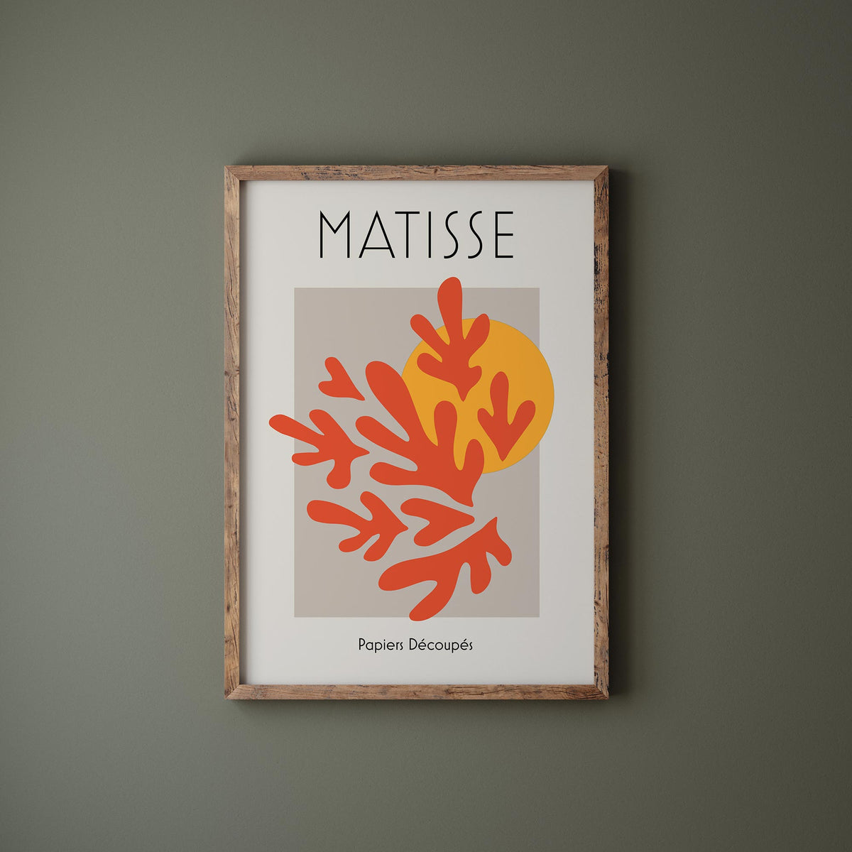 Henri Matisse Art Print, Red Paper Cut Out Wall Art, Vintage Famous Painting Reproduction, Minimalistic Living Room Poster, Pastel Art Print