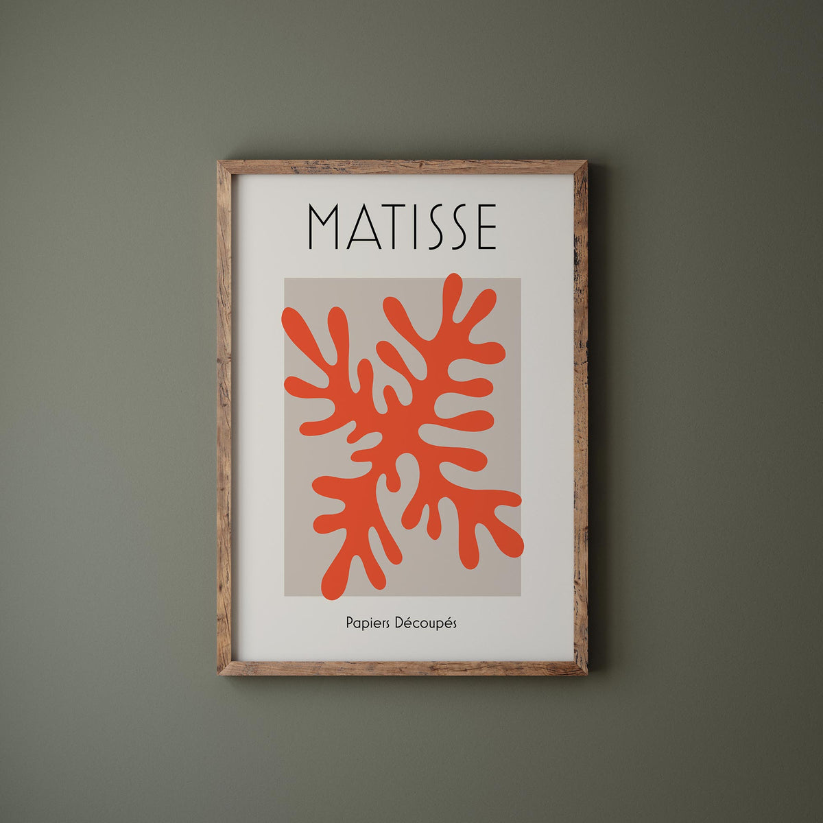 Henri Matisse Art Print, Red Paper Cut Out Wall Art, Vintage Famous Painting Reproduction, Minimalistic Living Room Poster, Pastel Art Print