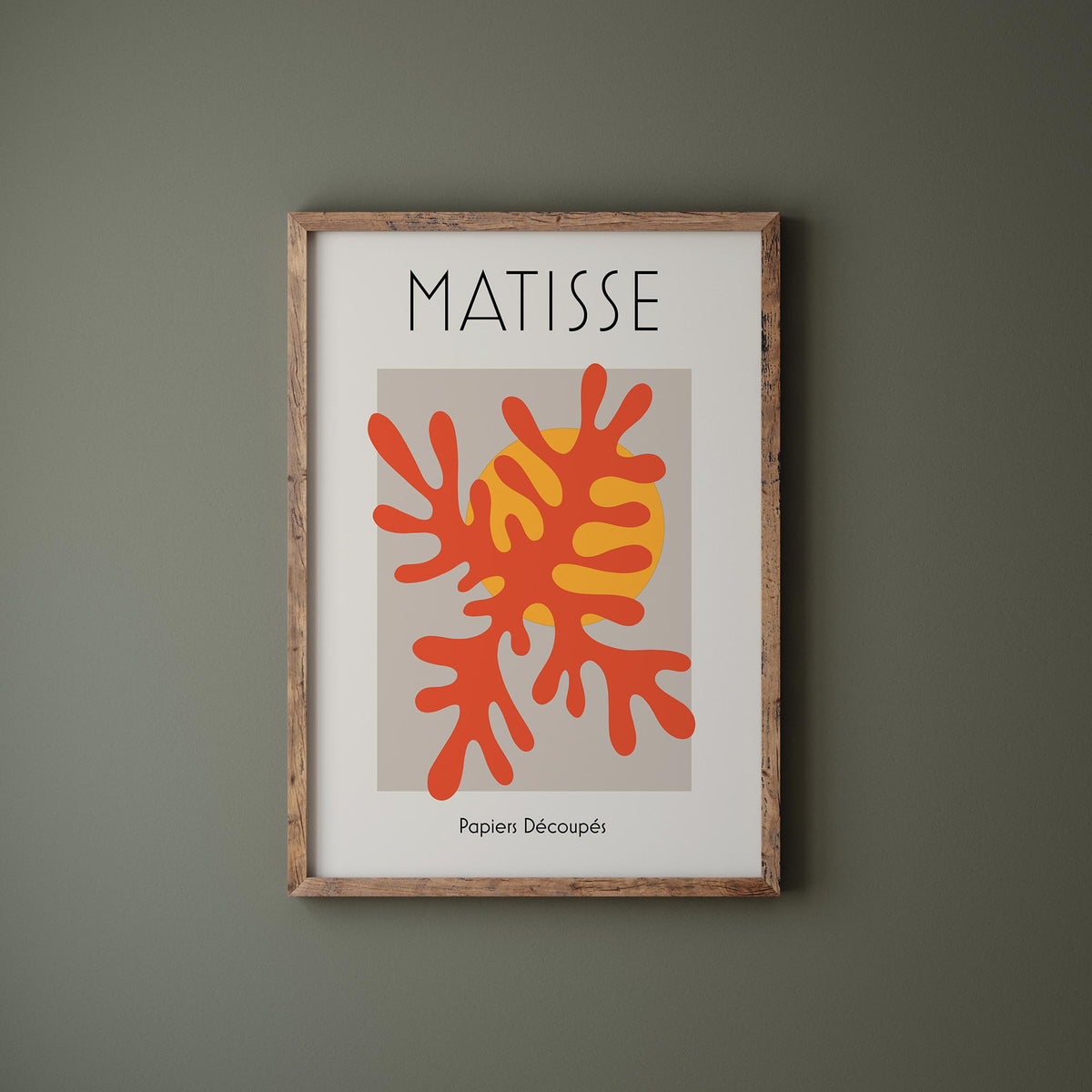 Henri Matisse Art Print, Red Paper Cut Out Wall Art, Vintage Famous Painting Reproduction, Minimalistic Living Room Poster, Pastel Art Print