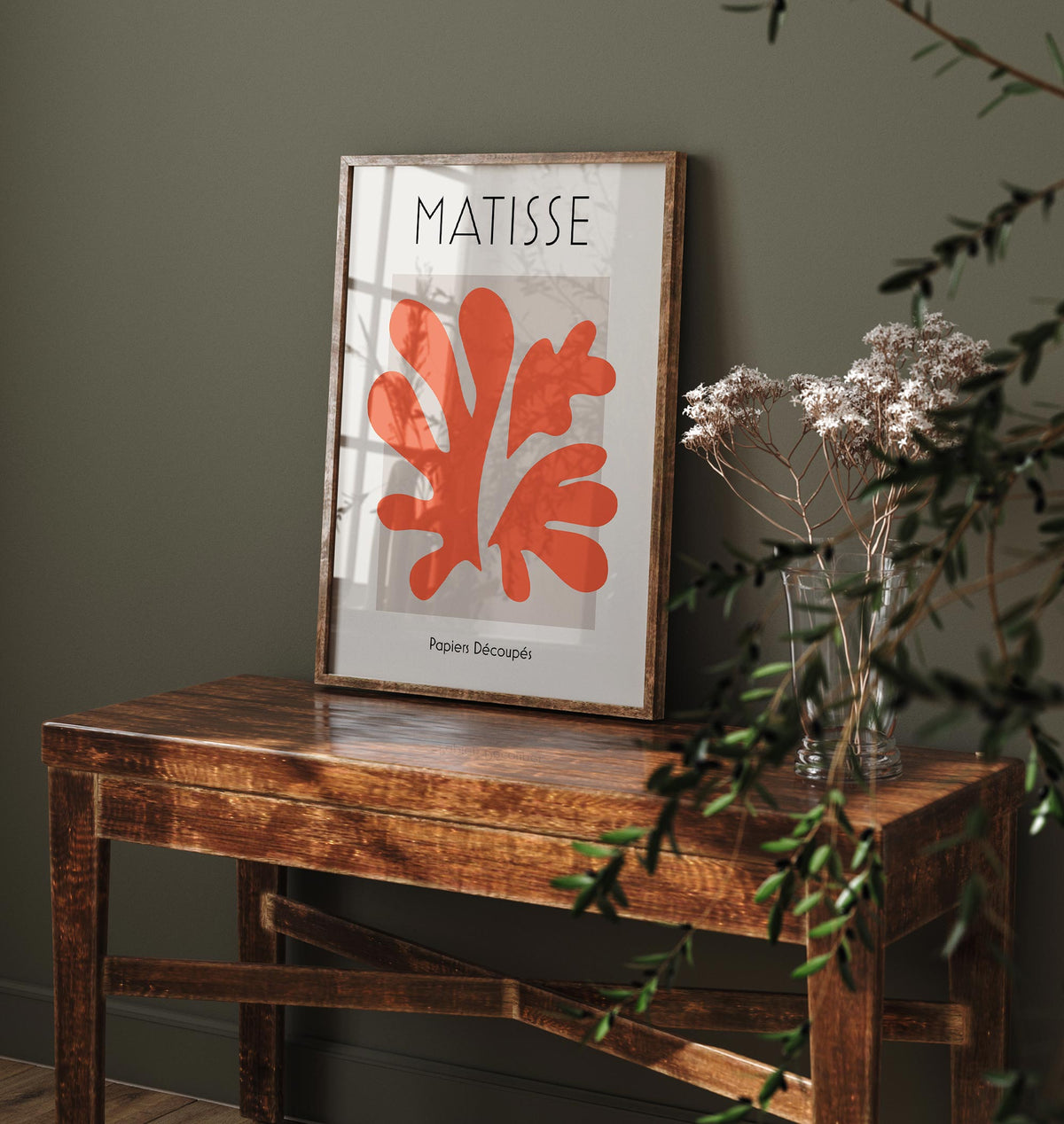 Henri Matisse Art Print, Red Cut Out Wall Art, Vintage Famous Painting Reproduction, Minimalistic Living Room Poster, Pastel Color Art Print