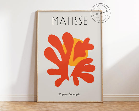 Henri Matisse Art Print, Red & Yellow Minimalist Wall Art, Abstract Modern Art Print for Living Room, Christmas Gift for Art Lovers