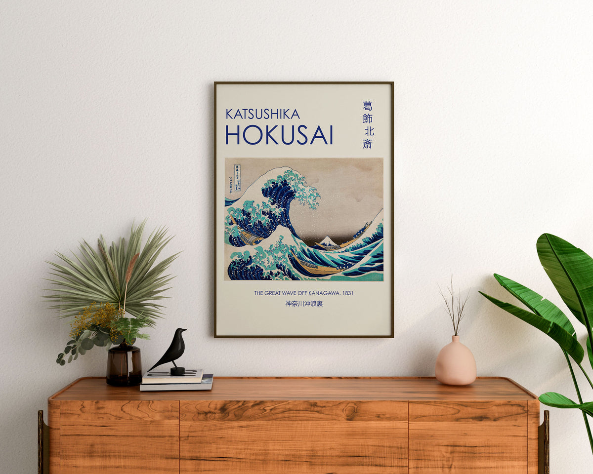 Hokusai Art Print, The Great Wave off Kanagawa by Katsushika Hokusai, Japanese Wall Art, Ukiyo-e Asian Wall Art, Blue & White Poster