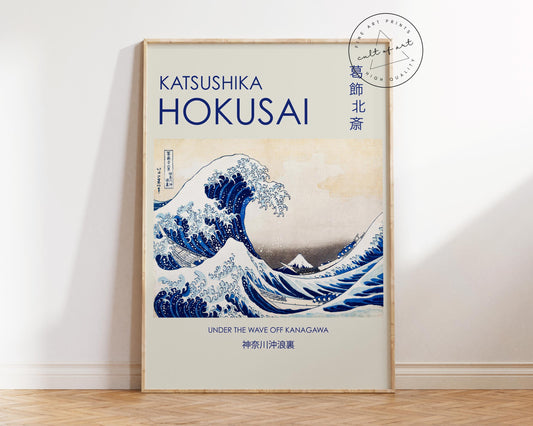 Hokusai Art Print, The Great Wave off Kanagawa by Katsushika Hokusai, Japanese Wall Art, Ukiyo-e Asian Wall Art, Blue & White Poster
