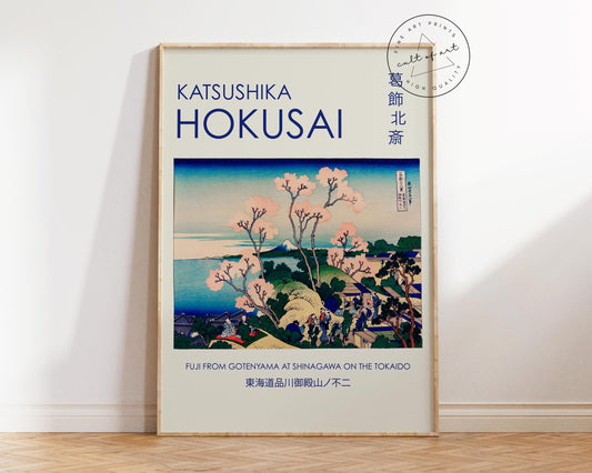 Katsushika Hokusai Print, Fuji Mountain Landscape Wall Art Print, Vintage Sakura Blossoms illustration, Traditional Japanese Art
