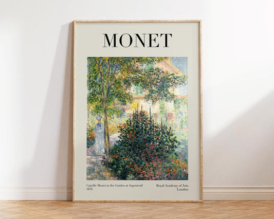 Claude Monet Exhibition Art Print, Camille Monet in the Garden at Argenteuil (1876), Antique Famous Painting Reproduction, Green Wall Art
