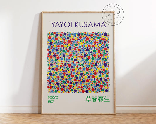 Yayoi Kusama Art Print, Infinity Dots Poster, Modern Japanese Wall Art, Pop Art Exhibition Poster, Colourful Living Room Wall Art