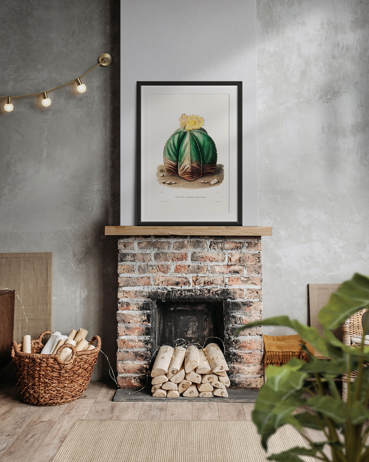Cactus and Yellow Flower Print by Charles Antoine Lemaire, Vintage Succulent Art Poster, Botanical Farmhouse Decor, Plant Lover Gift
