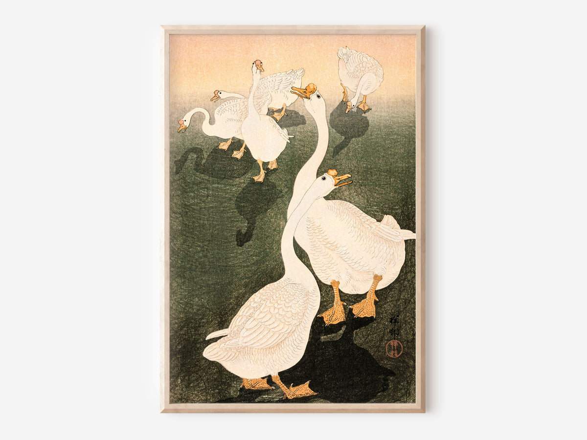 Vintage Japanese Art Print by Ohara Koson, Geese Vintage Wall Art, Nursery Wall Art, Antique Japanese Art, Moving in Gift, 1920s