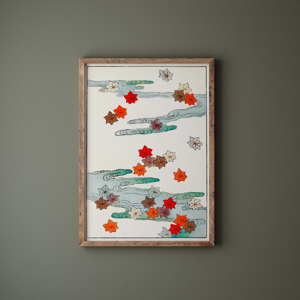Autumn Leaves Art Print, Vintage Japanese Botanical Pattern, Bijutsu Sekai Wall Art, Watanabe Seitei Reproduction