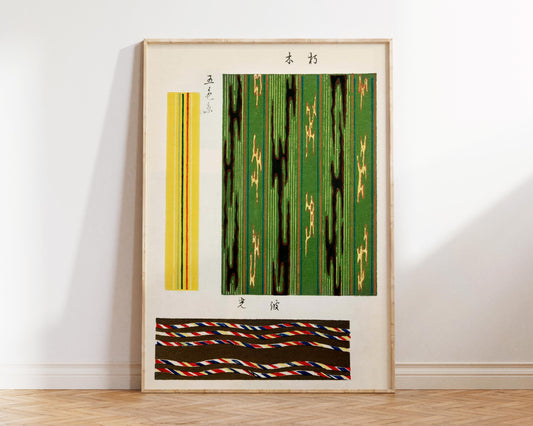 Japanese Art Print of Vintage Fabric Patterns by Furuya Korin, Antique Asian Art Reproduction, Minimalist Rectangle Shapes Wall Art