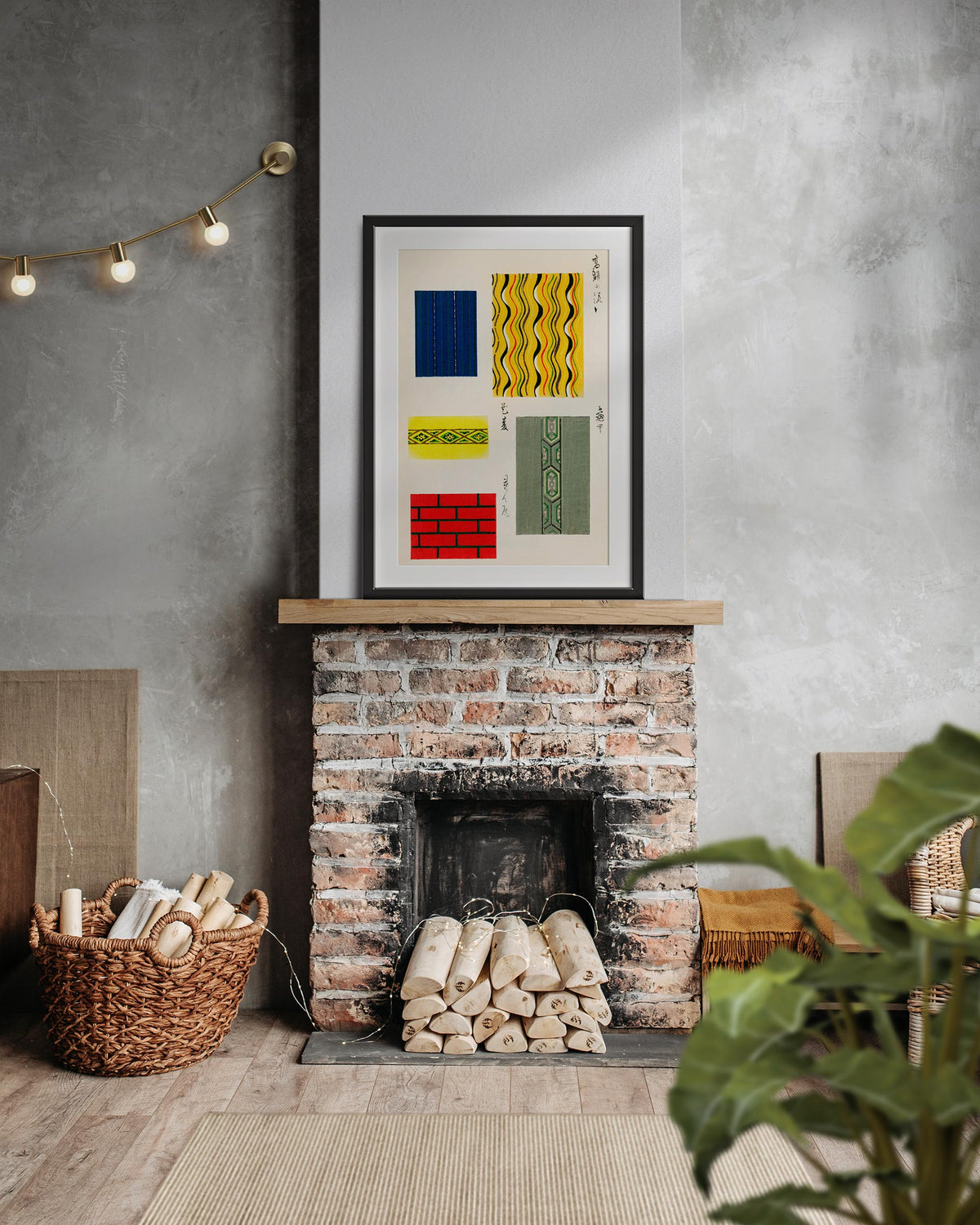 Japanese Art Print of Vintage Fabric Patterns by Furuya Korin, Antique Asian Art Reproduction, Minimalist Rectangle Shapes Wall Art