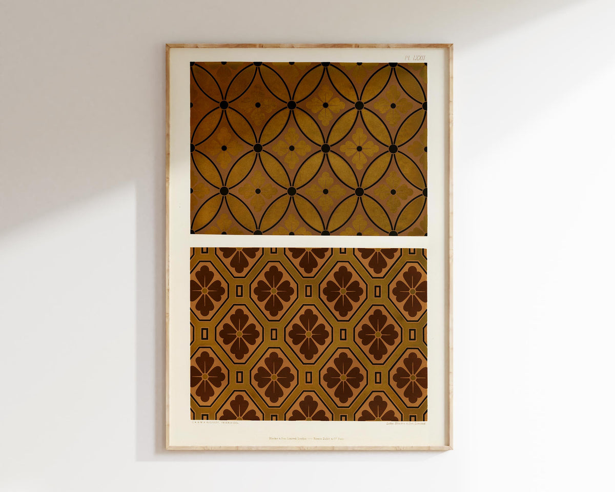 Vintage Japanese Abstract Patterns Print, Antique Asian Minimal Texture Reproduction Fine Art Wall Art, Brown Oriental Ornaments Wall Decor