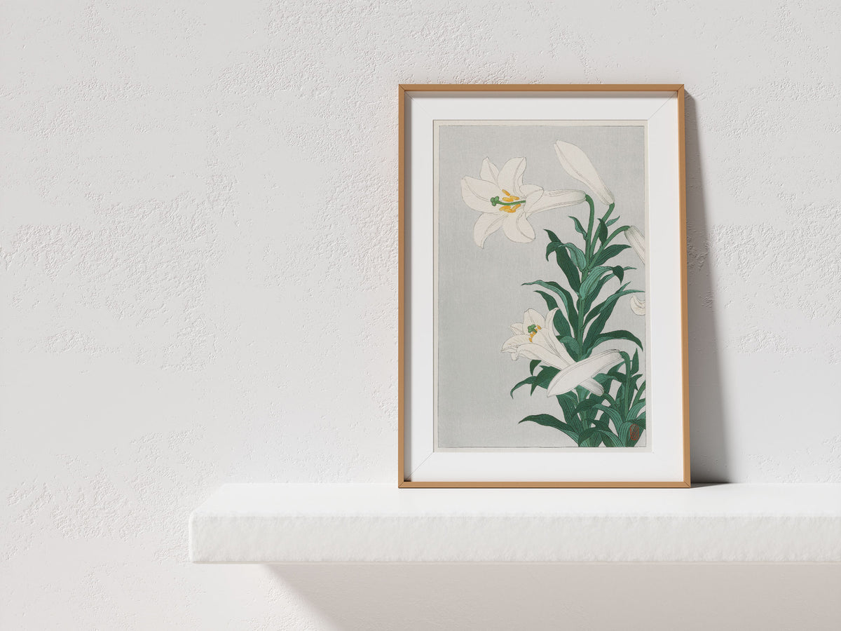 Lilies by Ohara Koson, Vintage Japanese Flower Art Print, Vintage Fine Art Wall Hanging, Antique Asian Poster, Art Lover Gift, 1900s