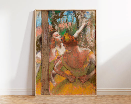 Edgar Degas Print, Pastel Ballerinas Drawing, Dancers Wall Art, Vintage Famous Painting Reproduction, Yellow Living Room Wall Art