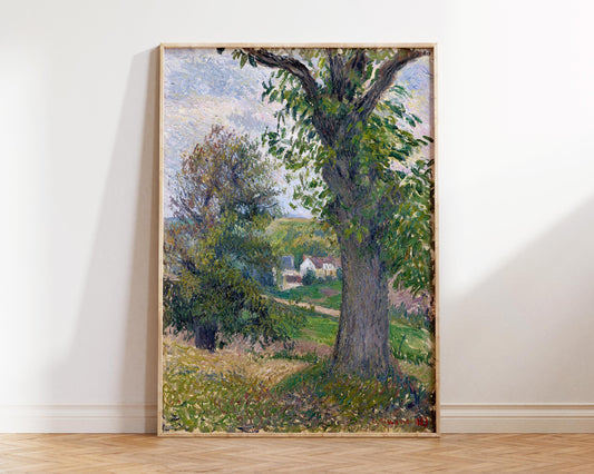 Camille Pissarro Print, Chestnut Trees in Osny (1883) Reproduction, Vintage Oil Painting Wall Art, Green Forest Fine Art Print