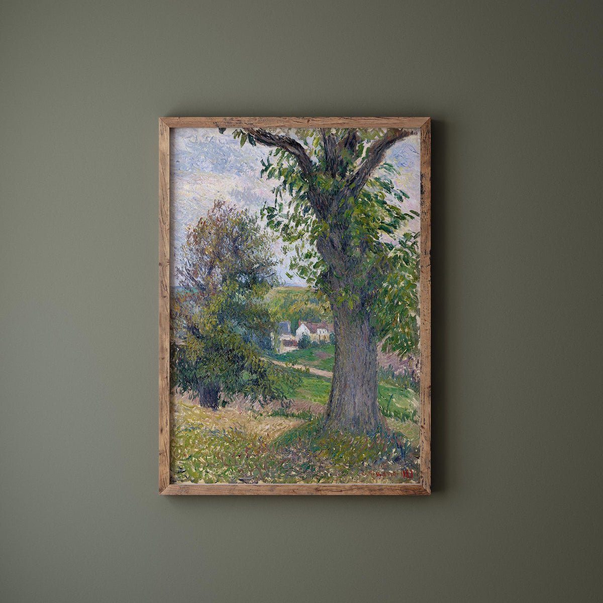 Camille Pissarro Print, Chestnut Trees in Osny (1883) Reproduction, Vintage Oil Painting Wall Art, Green Forest Fine Art Print