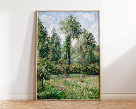 Vintage Art Print by Camille Pissarro "Poplars, Éragny" (1895), Antique Oil Painting Reproduction, Green Forest Fine Art Print