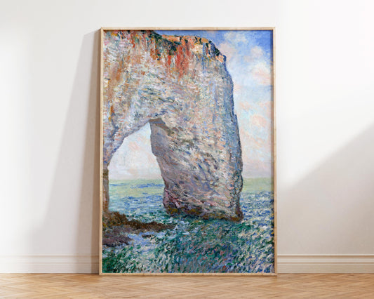 Vintage Art Print by Claude Monet, The Manneporte near Étretat (1886), Antique Famous Oil Painting Reproduction, Blue Wall Art