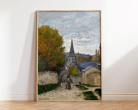 Vintage Art Print by Claude Monet, Street in Sainte-Adresse Reproduction, Antique Famous Oil Painting, Autumn Color Palette Wall Art