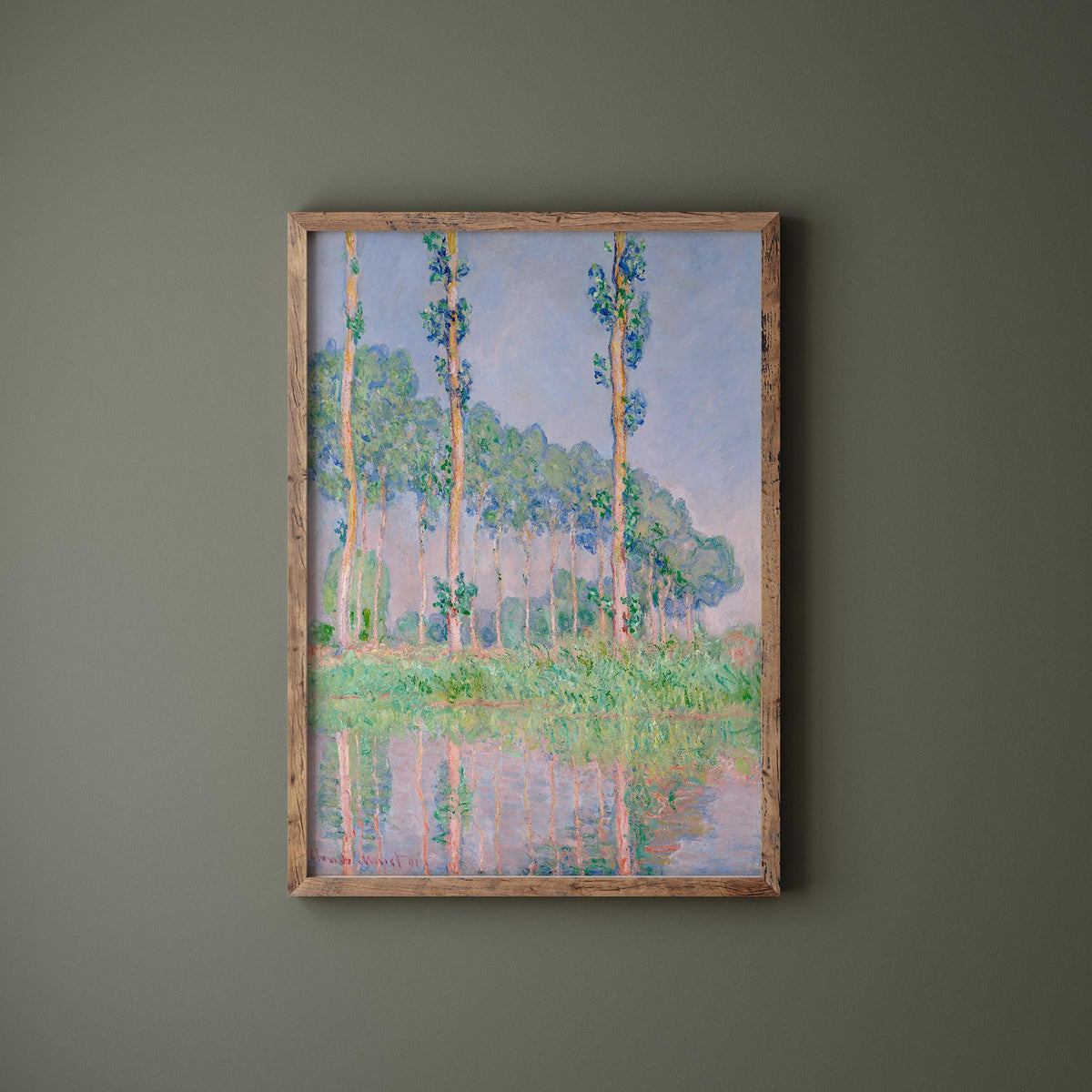 Vintage Art Print by Claude Monet, Poplars Pink Effect (1891), Antique Famous Oil Painting Reproduction, Green & Purple Wall Art