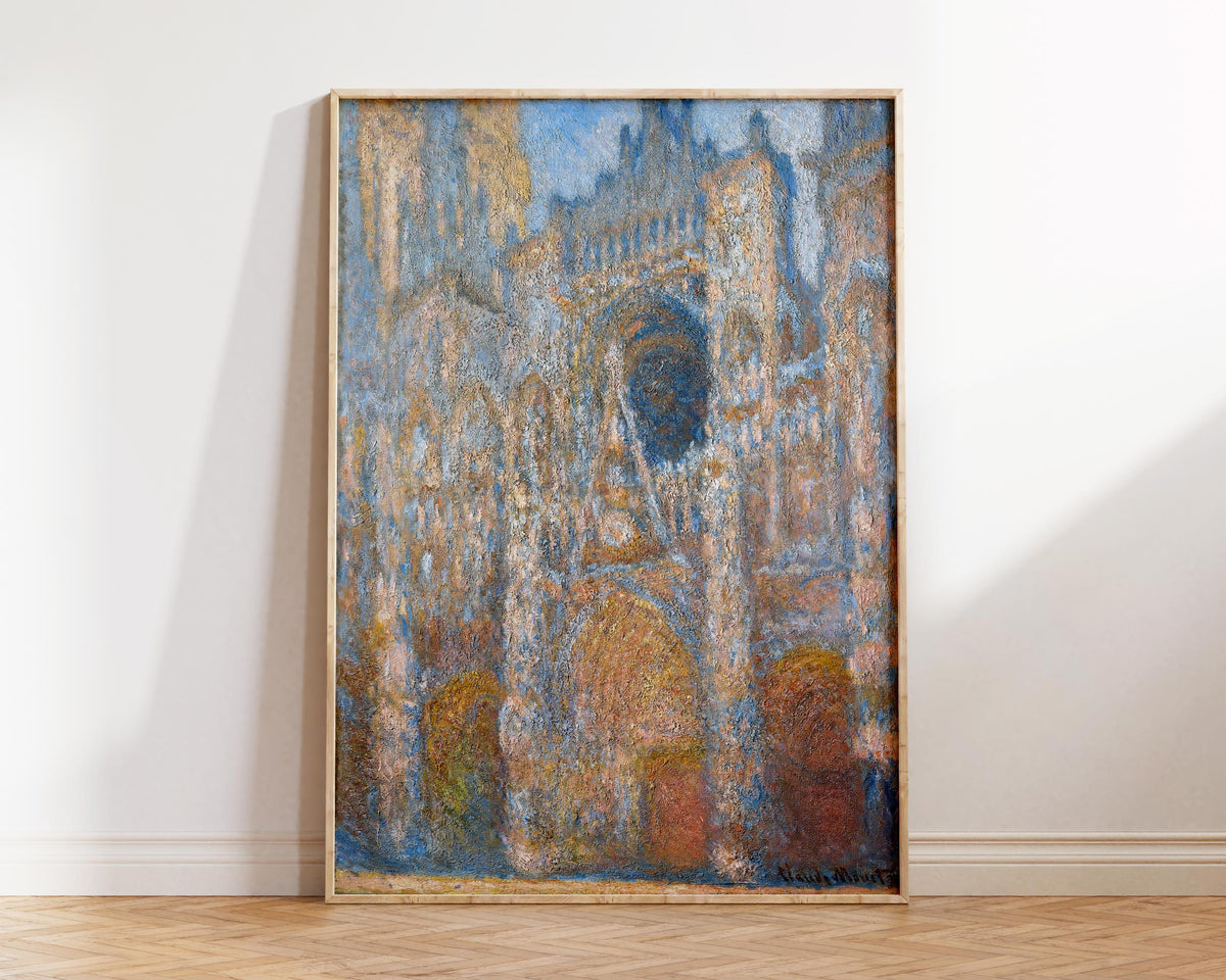 Vintage Art Print by Claude Monet "Rouen Cathedral, the Façade in Sunlight" (1892–1894), Antique Oil Painting Reproduction