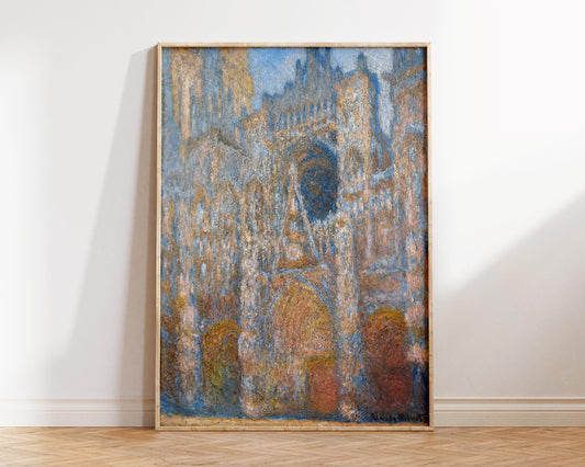 Vintage Art Print by Claude Monet "Rouen Cathedral, the Façade in Sunlight" (1892–1894), Antique Oil Painting Reproduction
