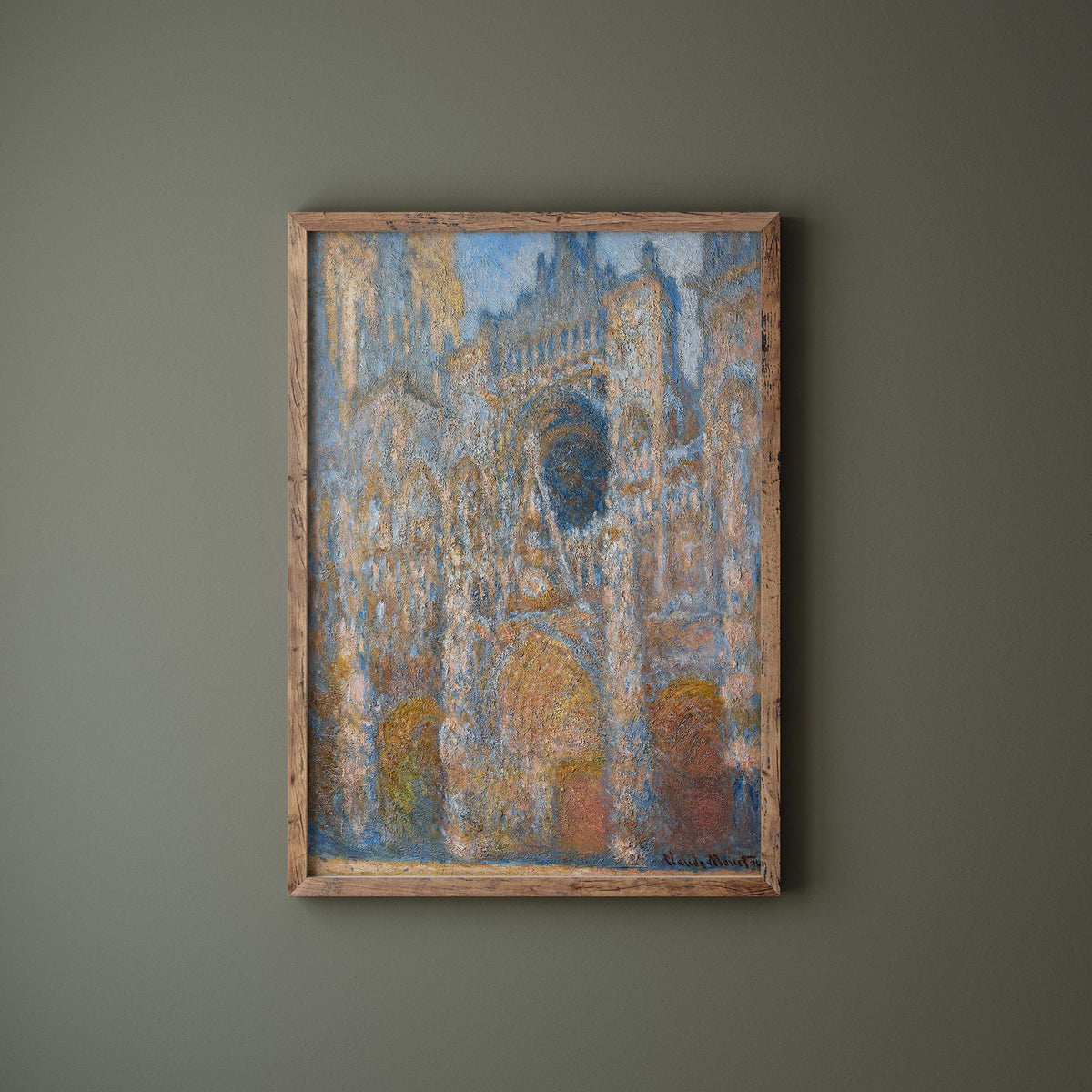 Vintage Art Print by Claude Monet "Rouen Cathedral, the Façade in Sunlight" (1892–1894), Antique Oil Painting Reproduction