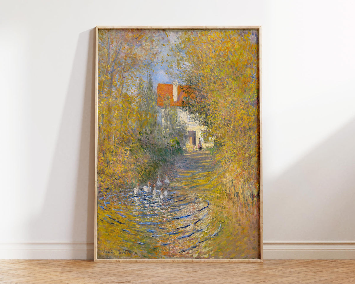Vintage Art Print by Claude Monet, The Geese (1874), Antique Famous Oil Painting Reproduction, Autumn Colour Palette Wall Art