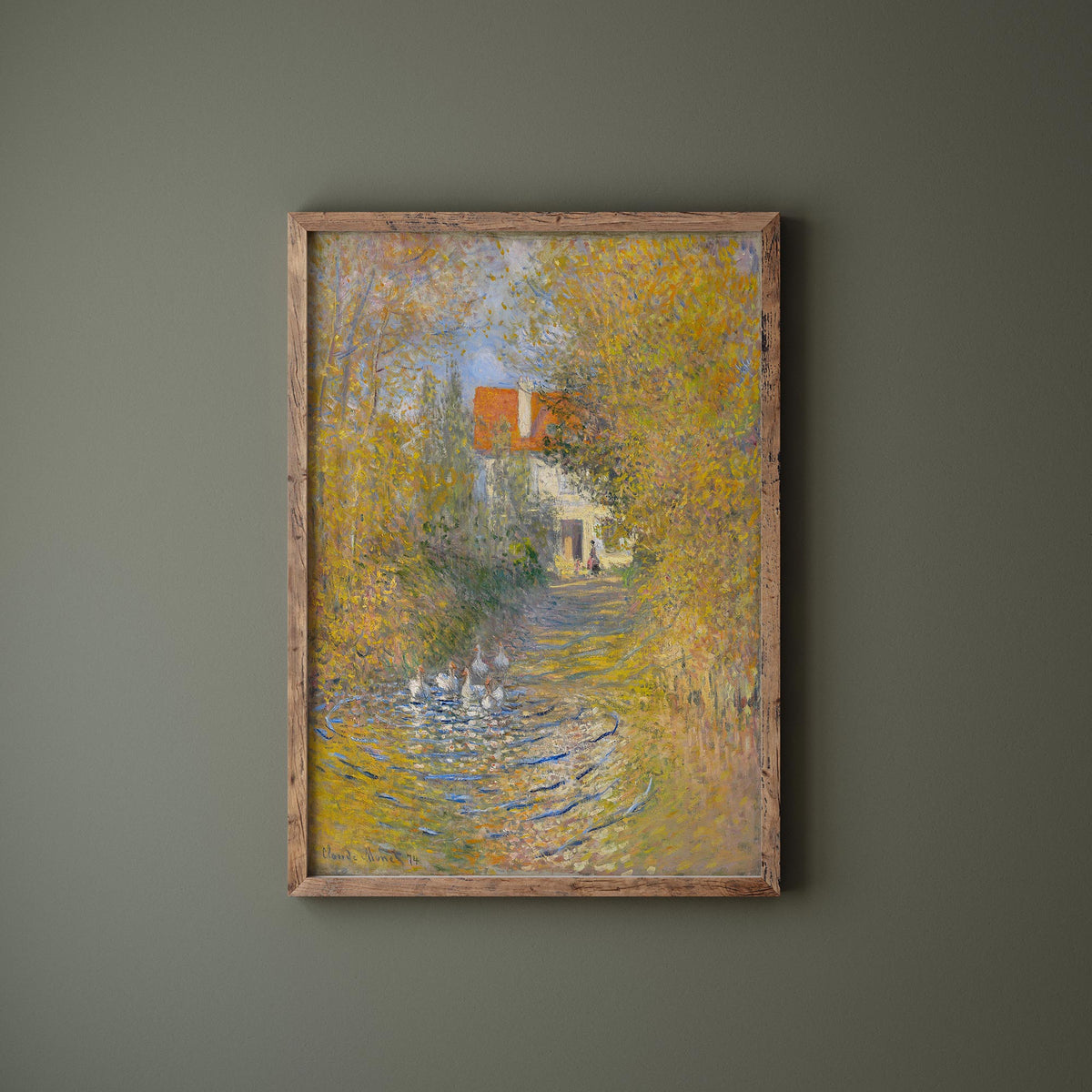 Vintage Art Print by Claude Monet, The Geese (1874), Antique Famous Oil Painting Reproduction, Autumn Colour Palette Wall Art