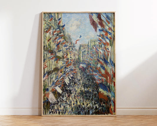 Vintage Art Print by Claude Monet, The Rue Montorgueil in Paris (1878), Antique Famous Oil Painting Fine Art Reproduction