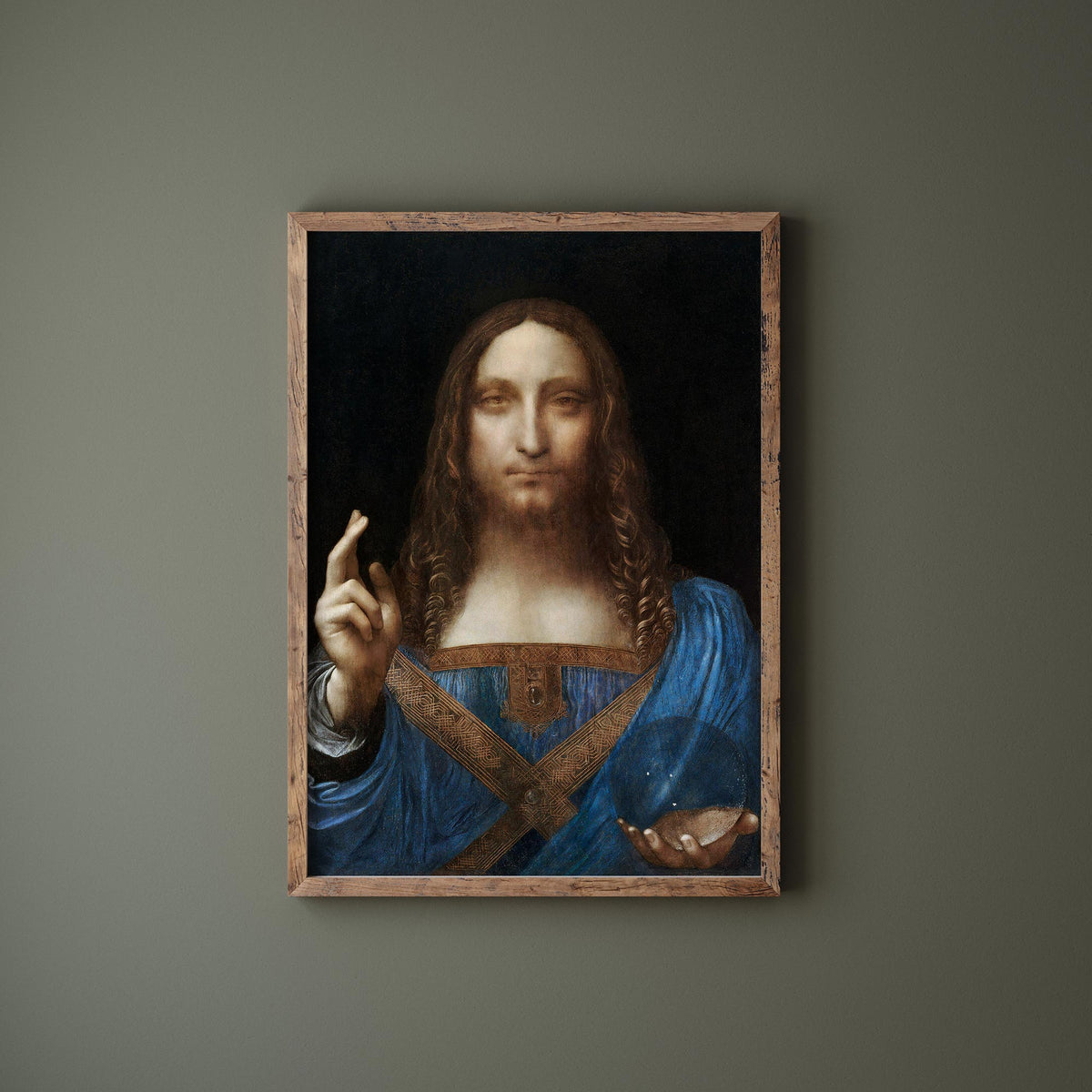 Vintage Art Print by Leonardo Da Vinci, Salvator Mundi (1500s), Antique Famous Painting Fine Art Reproduction, Renaissance Art