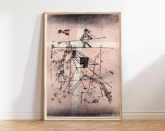 Abstract Large Wall Art Print by Paul Klee "The Tight Rope Walker (Seiltänzer) " 1923, Vintage Painting Reproduction Pink Living Room Decor