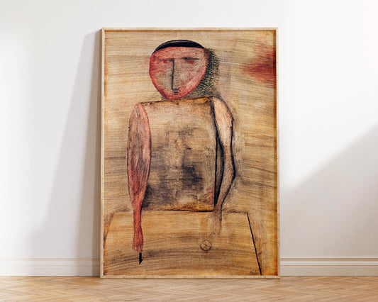 Abstract Large Wall Art Print by Paul Klee "Doctor" 1930, Vintage Painting Reproduction Red & Brown Living Room Decor, Bauhaus Art