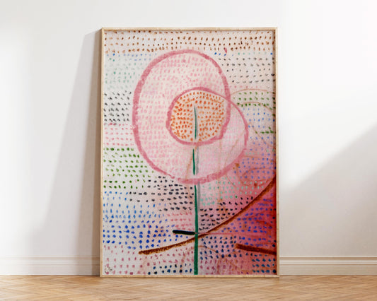 Abstract Large Wall Art Print by Paul Klee "Blossoming" 1934, Vintage Painting Reproduction Red & Pink Living Room Decor, Bauhaus Art