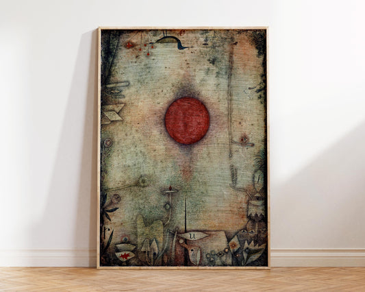 Abstract Large Wall Art Print by Paul Klee "Ad Marginem" 1930, Vintage Painting Reproduction, Black & Red Living Room Wall Decor
