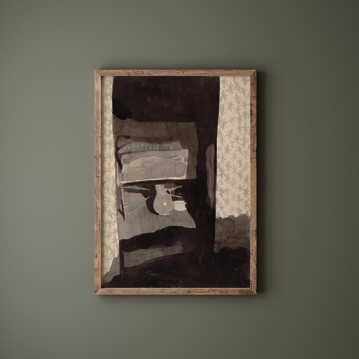 Abstract Large Wall Art Print by Paul Klee "Glance into a Bedroom" 1908, Vintage Painting Reproduction, Black Living Room Wall Decor