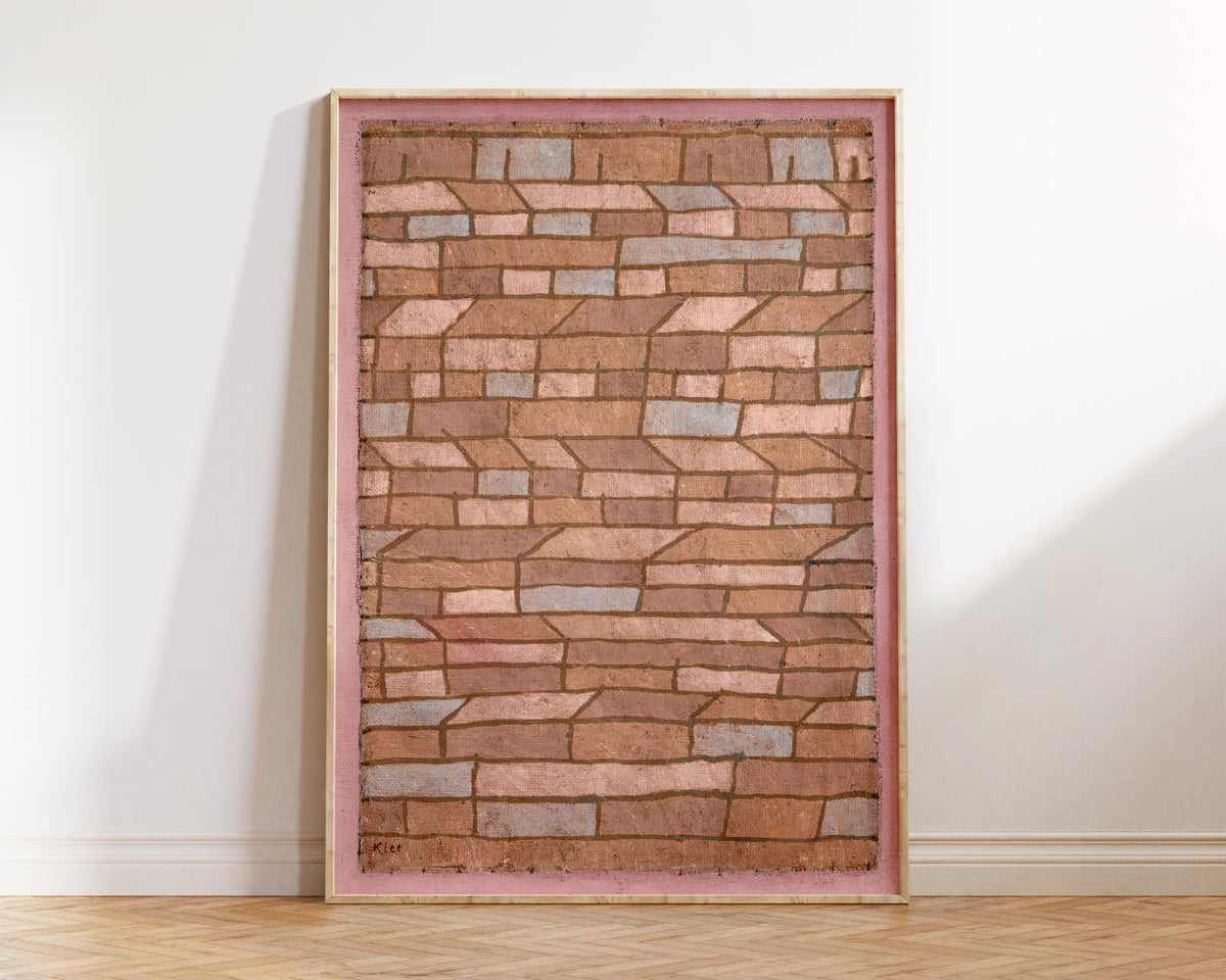 Abstract Large Wall Art Print by Paul Klee "Barracks Settlement" 1932, Vintage Painting Reproduction, Pink Living Room Wall Decor