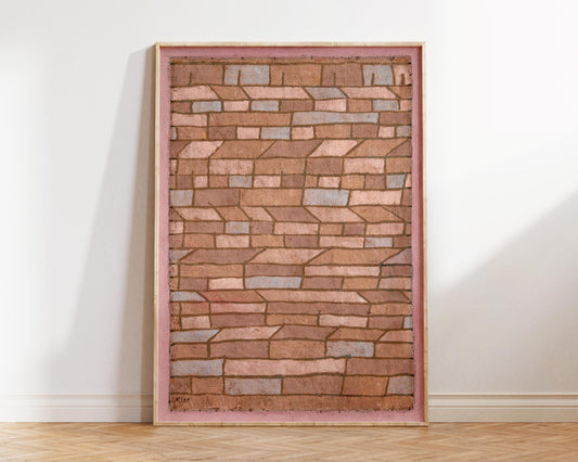 Abstract Large Wall Art Print by Paul Klee "Barracks Settlement" 1932, Vintage Painting Reproduction, Pink Living Room Wall Decor