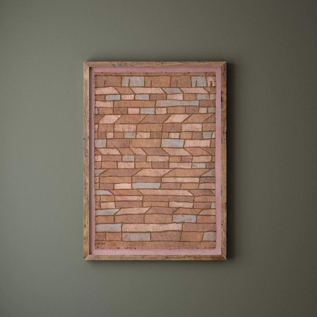 Abstract Large Wall Art Print by Paul Klee "Barracks Settlement" 1932, Vintage Painting Reproduction, Pink Living Room Wall Decor