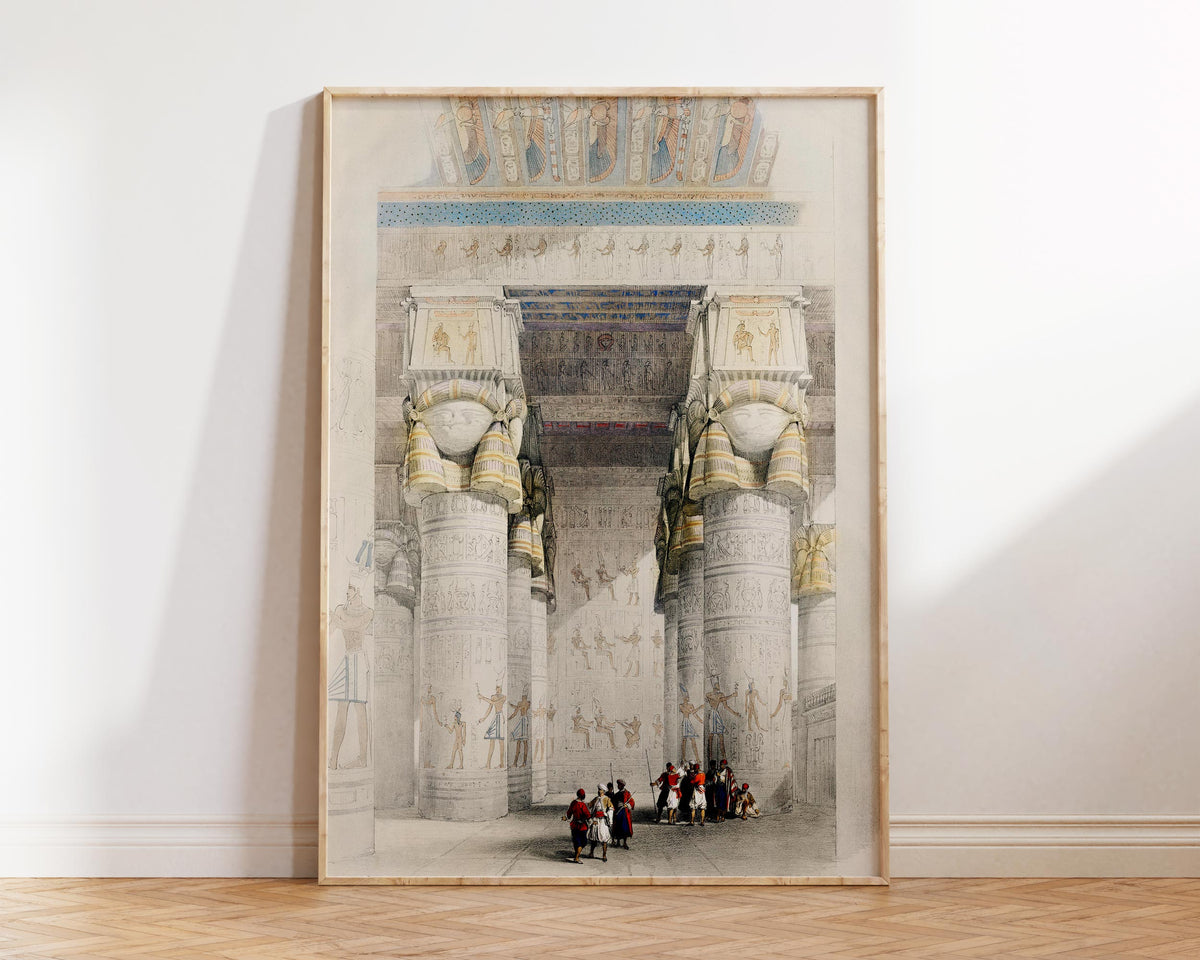 Ancient Egyptian Art Print by David Roberts, Temple of Dendera (Dandara), Egypt Architecture Illustration Reproduction, Egyptian Temple Art