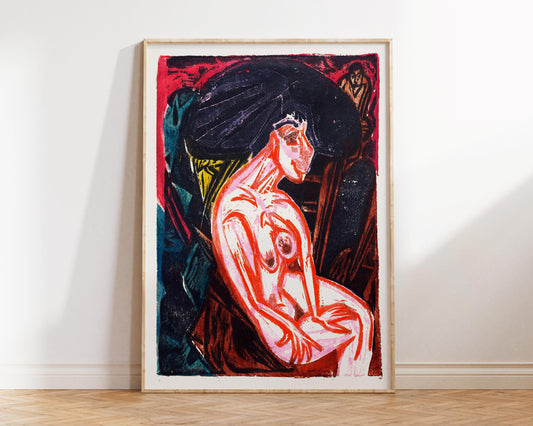 Ernst Ludwig Kirchner Print, "Peter Schlemihl's Wondrous Story: The Beloved", Reproduction Qubic Style Nude Vintage Painting