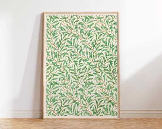 Willow Bough by William Morris, Botanical Vintage Pattern Print, Green Floral Drawing Reproduction, Art Nouveau Wall Hanging