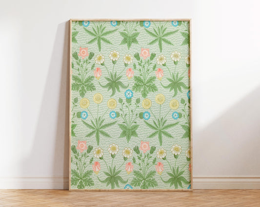 William Morris Daisy (1864) Print, Vintage Botanical Patterns Fine Art Print, Classic Art Reproduction, Green Floral Wall Art