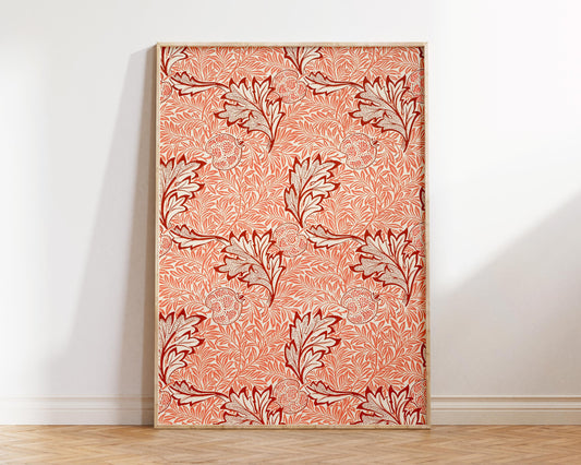 William Morris Apple Pattern (1877) Print, Vintage Botanical Fine Art Print, Classic Art Reproduction, Red Floral Wall Art