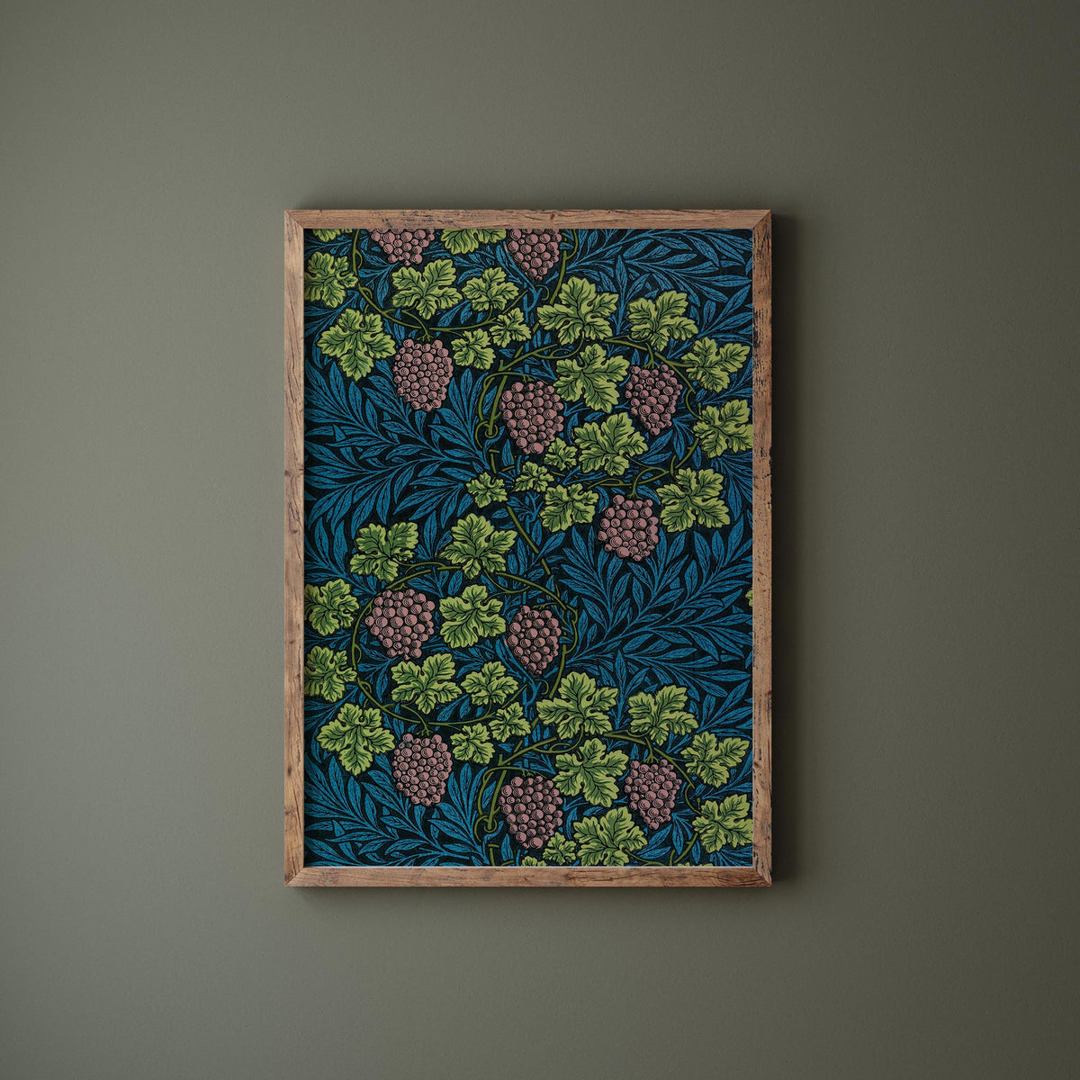 William Morris Print 'Wine' (1873), Vintage Grape Patterns, Classic Art Reproduction, Green & Purple Botanical Wall Art